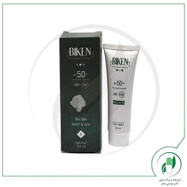 کرم ضد آفتاب +SPF50 رنگی پوست های خشک شماره 1 بژ روشن بیکن - Biken - تصویر 2