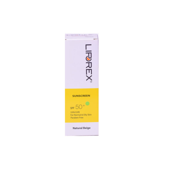 کرم ضد آفتاب رنگی لیپورکس +SPF50 مناسب پوست چرب - Liporex Tinted Sun Screen Cream SPF50+ For Oily Skin 40 ml- Natural Beige