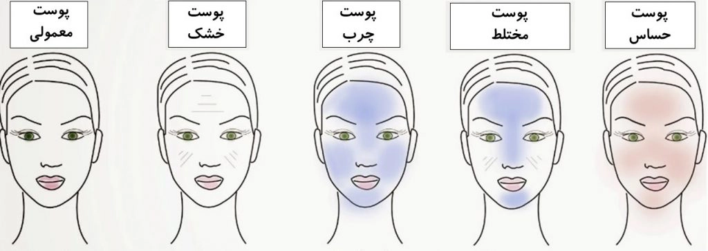 نوع پوست یک ساعت بعد از شست‌وشوی صورت