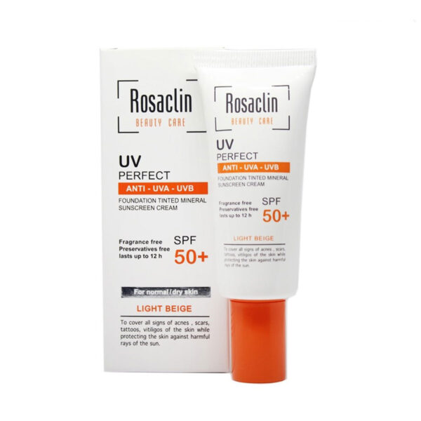 کرم ضد آفتاب رزاکلین پوست معمولی وخشک رنگ روشن SPF50 رزاکلین-Rosaclin