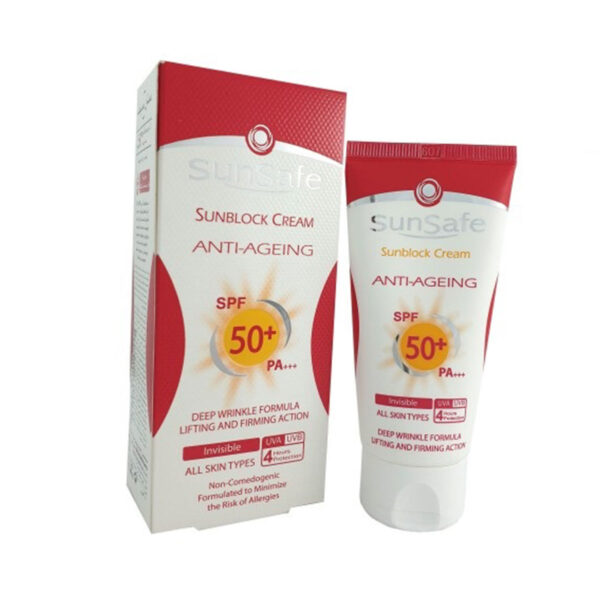 کرم ضد آفتاب و ضد چروک SPF50 بی رنگ سان سیف - Sun Safe
