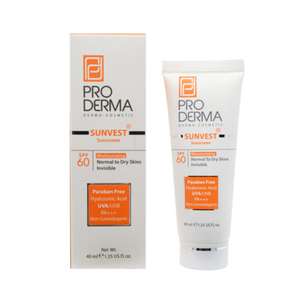 ضد آفتاب و مرطوب کننده پوست معمولی و خشک SPF60 پرودرما-Pro Derma