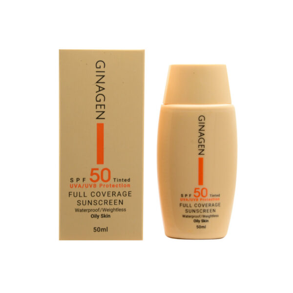 کرم ضد آفتاب رنگی پوست چرب SPF50 ژیناژن -Ginagen