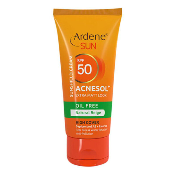 کرم ضد آفتاب رنگ بژ طبیعی + SPF50 مناسب پوست چرب و آکنه دار حجم 50 میل آردن-Ardene
