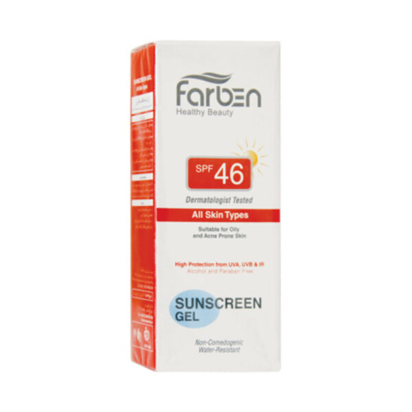 ژل ضد آفتاب SPF46 فاربن مناسب پوست های چرب و آکنه ای حجم 50 میل-Farben - Image 2