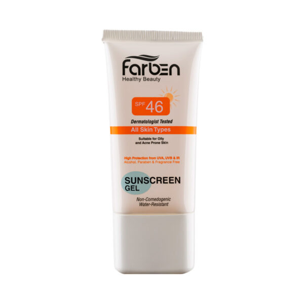 ژل ضد آفتاب SPF46 فاربن مناسب پوست های چرب و آکنه ای حجم 50 میل-Farben