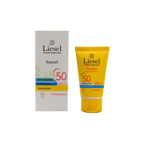 ضد آفتاب رنگی(T1 Fair) پوست مختلطSPF50 لایسل-LIESEL