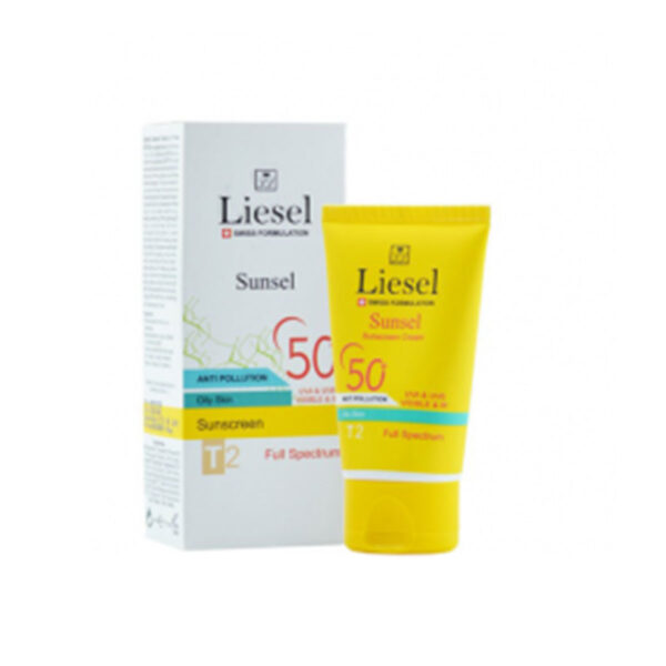 ضد آفتاب رنگی(T2) پوست چربSPF50 لایسل-LIESEL