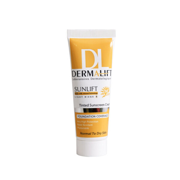 کرم ضد آفتاب رنگی بژ روشن SPF50 پوست خشک و معمولی 40 میلی لیتردرمالیفت-Dermalift - Image 2