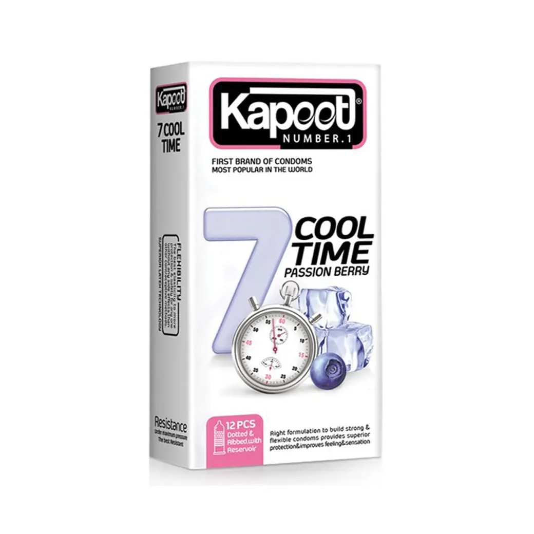 Kapoot-Nach-Condom-7-Cool-Time-12pcs-4433 کاندوم تاخیری و تحریک کننده مدل 7 کاره سرد 12 عددی | کاپوت - Image 1
